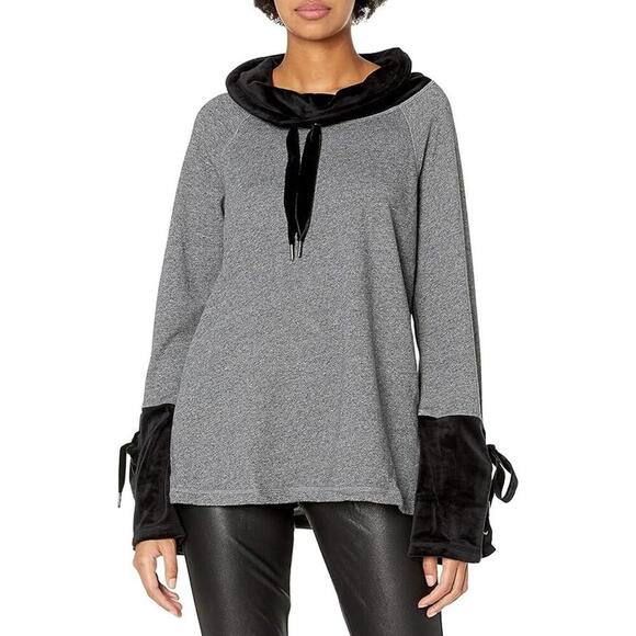 Calvin Klein Tops - Calvin Klein Performance Cowl-Neck Tie-Sleeve Top PF8T3282 Grey/ Black S